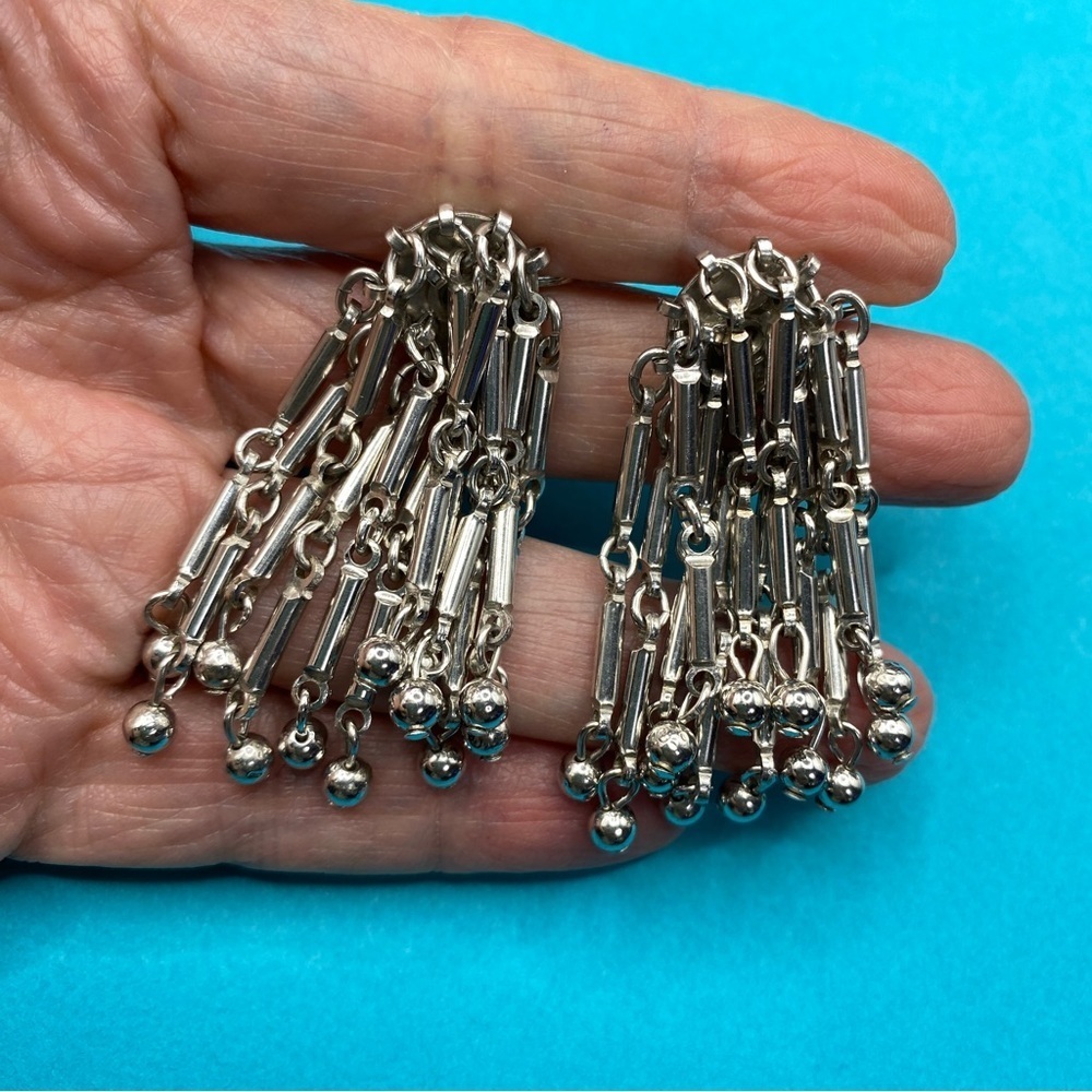 CORO Clip-On Cha-Cha Earrings Vintage Chain Links Dangles